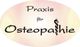 Ovales Logo mit der Aufschrift: "Praxis für Osteopathie" und einem Äskulapstab.