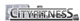 Logo von "CityFitness" mit Gebäuden im Hintergrund.