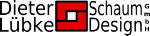 Logo mit roten und schwarzen Buchstaben: "Dieter Lübke Schaum Design".
