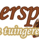 Koperen logo met tekst: "Kopersporen, bronzen tuingereedschap."