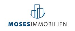 Logo von Moses Immobilien mit stilisierten blauen Hochhäusern darüber.