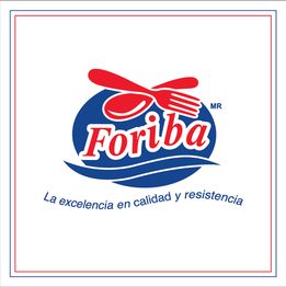 Logo de Foriba con cubiertos rojos y texto: "La excelencia en calidad y resistencia".