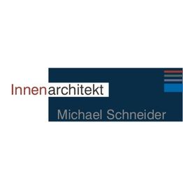 Logo mit Text: "Innenarchitekt Michael Schneider" auf dunklem Hintergrund mit Linien.