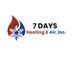 Logo of 7 Days Heating & Air, Inc. with red and blue flame and snowflake.