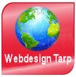 Rotes Logo mit Weltkugel und dem Text "Webdesign Tarp".
