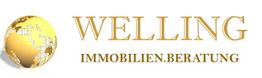 Goldglobe mit "WELLING" und "IMMOBILIEN.BERATUNG" in goldener Schrift.