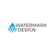 Blue droplet logo with letters "W" and "D" beside "Watermark Design" in gray text.