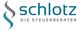 Logo mit Schriftzug "schlotz Die Steuerberater" und geschwungener Grafik links.