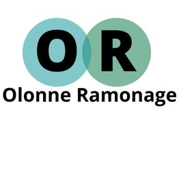 Logo avec "Olonne Ramonage", lettres "O" et "R" dans des cercles bleu et vert.