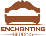 Logo of "Enchanting Bedding" with a brown bed design above the text.