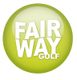 Grüner Kreis mit dem Text "FAIR WAY GOLF" in großen weißen Buchstaben.
