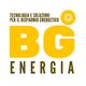 Logo di BG Energia con sole stilizzato, testo: "Tecnologia e soluzioni per il risparmio energetico".