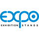 Logo mit blauem "expo"-Schriftzug, darunter "Exhibition Stands" in schwarzer Schrift.