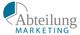 Logo mit Text: "Abteilung MARKETING" und einem stilisierten Kreis in Blau und Grau.