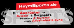 Logo von HeymSports.de mit Text zu Outdoor-, Bergsport und Arbeitsbekleidung.