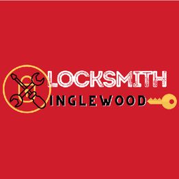 Logo with tools and key symbol, text "Locksmith Inglewood" on a red background.