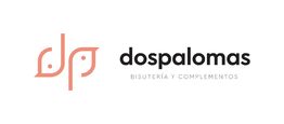 Logotipo de Dospalomas, incluye dos pájaros y texto: "bisutería y complementos".