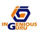 Logo of Ingenious Guru with an orange and blue hexagonal design and text beneath.