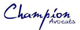 Texte en bleu : "Champion Avocats" sur fond blanc.