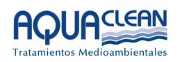Logo de AquaClean con texto "Tratamientos Medioambientales" y ondas azules.