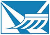 Blau-weißes Logo mit stilisiertem Segel und Wellenmotiv in einem Quadrat.