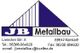 Logo von JB Metallbau mit Kontaktangaben und Adresse in Bürstadt, blau-weißes Design.
