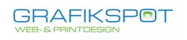 Logo mit Text: "GRAFIKSPOT WEB- & PRINTDESIGN" in Blau und Grün.