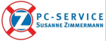 Logo von PC-Service Susanne Zimmermann mit einem roten Kreis und blauem Schriftzug.
