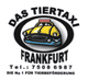 Logo des Tier-Taxi Frankfurt, gelbes Taxi, Nummer 1 für Tierbeförderung. Telefon: 75086987
