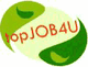 Grünes Yin-Yang-Logo mit rotem Text "topJOB4U".
