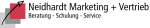 Logo mit Pfeil und Text "Neidhardt Marketing + Vertrieb: Beratung - Schulung - Service".