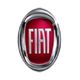 Fiat logo with silver border and red background.