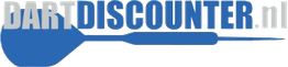 Logo van DARTDISCOUNTER.nl in blauw met een afbeelding van een dartpijl.