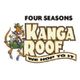 Cartoon kangaroo alongside "Four Seasons Kanga Roof: We Hop To It" text logo.