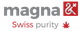 Logo mit Schriftzug "magna", "Swiss purity" und einem roten Ahornblatt.