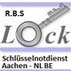 Logo: Schlüssel mit Text "R.B.S Lock, Schlüsseldienst Aachen - NL BE".