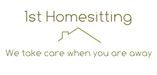 Logo mit Text "1st Homesitting - We take care when you are away" und einem Hausumriss.