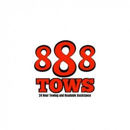 Bold red "888 Tows" logo with "24 Hour Towing and Roadside Assistance" text below.
