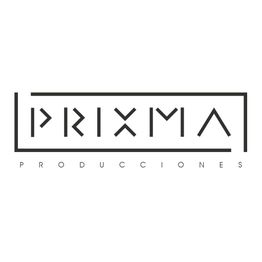 Logo de Prixma Producciones en blanco y negro, con tipografía moderna y minimalista.