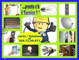 Tecnico tascabile con strumenti vari. Chiamare per assistenza. Numero di telefono visibile.