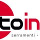 Logo "puntoinfissi" con scritta: serramenti, edilizia, tecnologia su sfondo bianco e cerchio rosso.