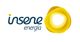 Logotipo de "Insene Energía" con un diseño circular amarillo en el lado derecho.