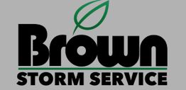 Logo with "Brown Storm Service" text and a green leaf design.