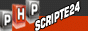 Logo mit den Buchstaben "PHP" und dem Wort "Scripte24" auf schwarzem und rotem Hintergrund.