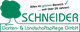 Logo von Schneider Garten- & Landschaftspflege GmbH mit Baum und Text "Alles im grünen Bereich".