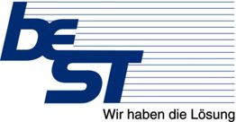 Logo mit blauem Schriftzug "beST" und dem Slogan "Wir haben die Lösung" darunter.