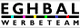Textlogo mit Buchstaben "EGHBAL" und "WERBETEAM", bunte Rechtecke zwischen schwarzen Buchstaben.