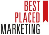 Textlogo: "Best Placed Marketing" mit rotem Buch-Symbol.