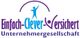 Logo mit Schriftzug "Einfach Clever Versichert Unternehmergesellschaft" und blauer Personengrafik.