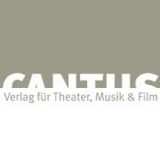 Logo von Cantus Verlag, spezialisiert auf Theater, Musik und Film, auf grauem Hintergrund.